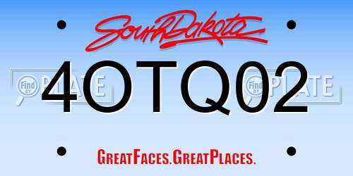4OTQ02 South Dakota License Plate