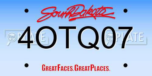 4OTQ07 South Dakota License Plate
