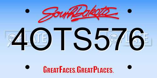 4OTS576 South Dakota License Plate