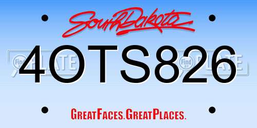 4OTS826 South Dakota License Plate
