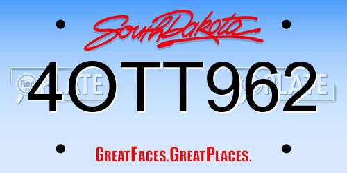 4OTT962 South Dakota License Plate