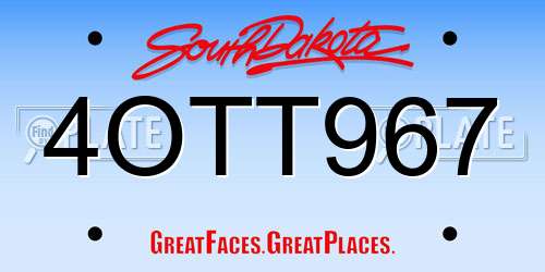 4OTT967 South Dakota License Plate