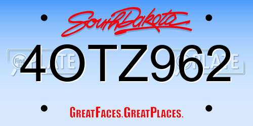 4OTZ962 South Dakota License Plate