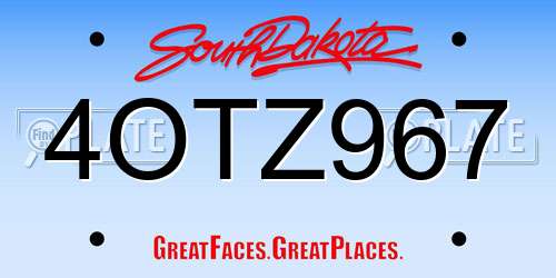 4OTZ967 South Dakota License Plate