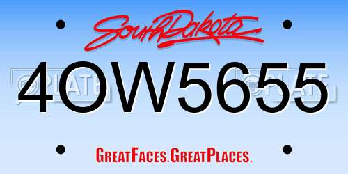 4OW5655 South Dakota License Plate