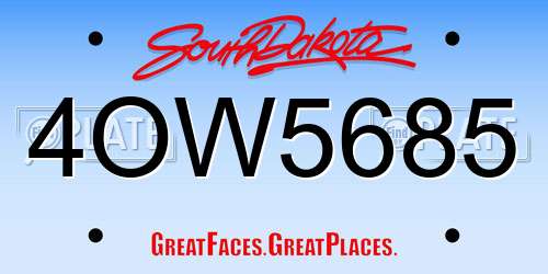 4OW5685 South Dakota License Plate