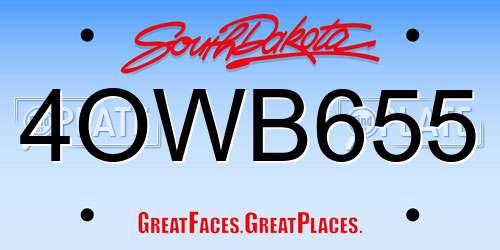 4OWB655 South Dakota License Plate