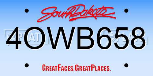 4OWB658 South Dakota License Plate
