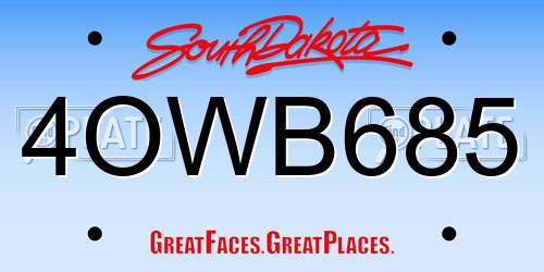 4OWB685 South Dakota License Plate