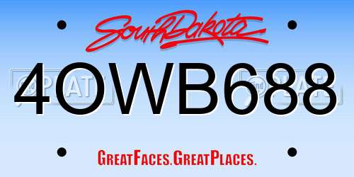 4OWB688 South Dakota License Plate