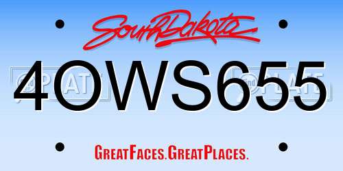 4OWS655 South Dakota License Plate