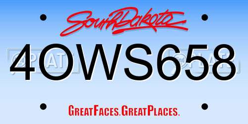 4OWS658 South Dakota License Plate