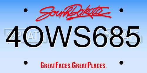 4OWS685 South Dakota License Plate