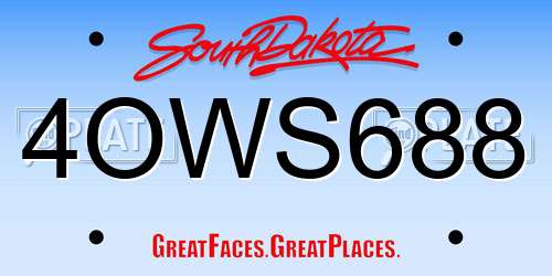 4OWS688 South Dakota License Plate