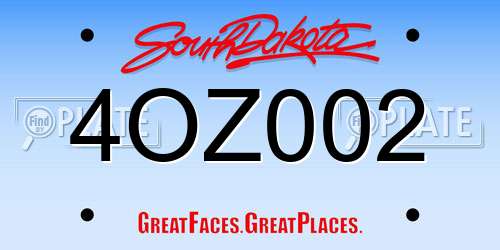 4OZ002 South Dakota License Plate