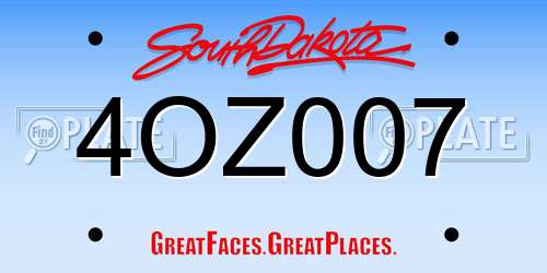 4OZ007 South Dakota License Plate