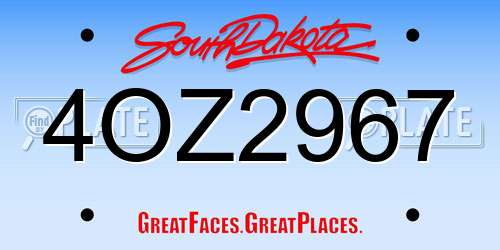 4OZ2967 South Dakota License Plate