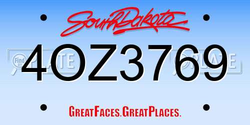 4OZ3769 South Dakota License Plate