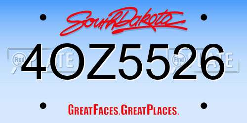 4OZ5526 South Dakota License Plate