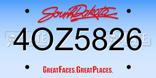 4OZ5826 South Dakota License Plate