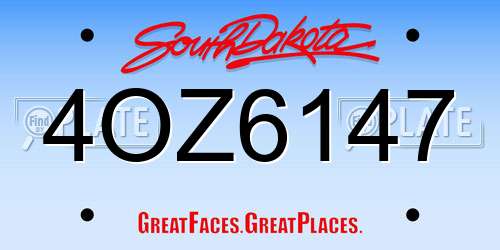 4OZ6147 South Dakota License Plate
