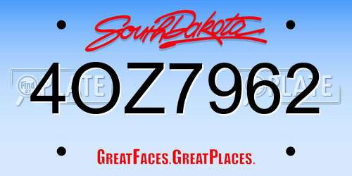 4OZ7962 South Dakota License Plate