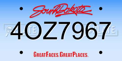 4OZ7967 South Dakota License Plate