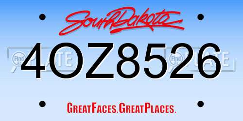 4OZ8526 South Dakota License Plate