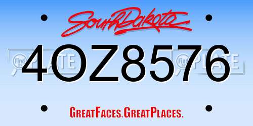 4OZ8576 South Dakota License Plate