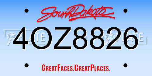 4OZ8826 South Dakota License Plate