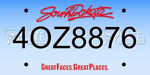 4OZ8876 South Dakota License Plate