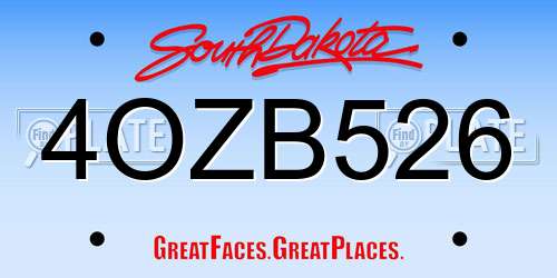 4OZB526 South Dakota License Plate