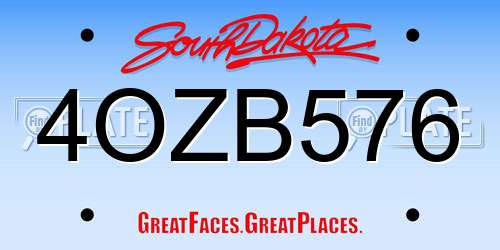 4OZB576 South Dakota License Plate