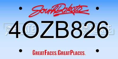 4OZB826 South Dakota License Plate