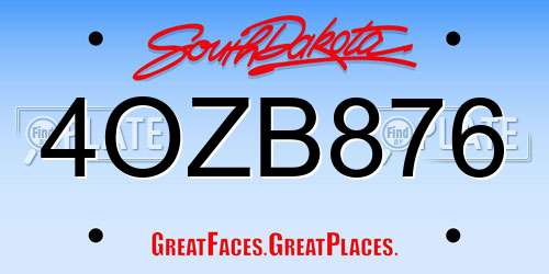 4OZB876 South Dakota License Plate