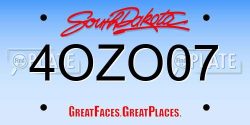 4OZO07 South Dakota License Plate