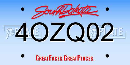 4OZQ02 South Dakota License Plate