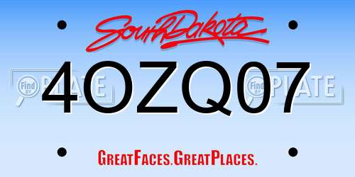4OZQ07 South Dakota License Plate