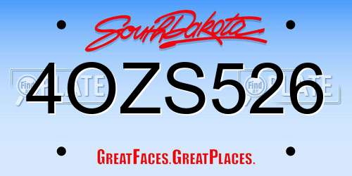 4OZS526 South Dakota License Plate