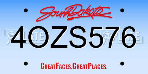 4OZS576 South Dakota License Plate