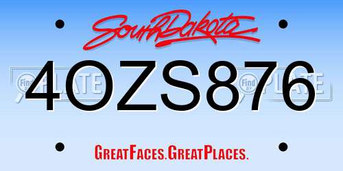 4OZS876 South Dakota License Plate