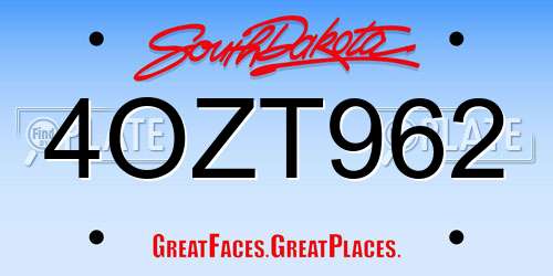 4OZT962 South Dakota License Plate