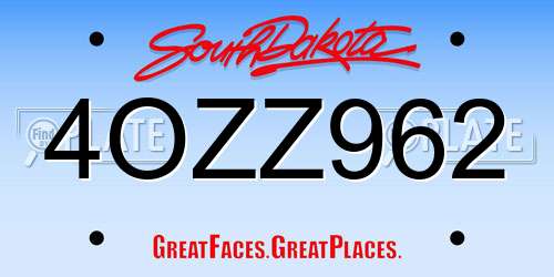 4OZZ962 South Dakota License Plate