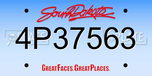 4P37563 South Dakota License Plate
