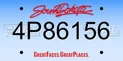 4P86156 South Dakota License Plate
