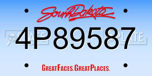 4P89587 South Dakota License Plate