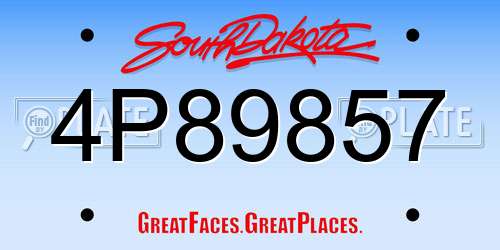 4P89857 South Dakota License Plate