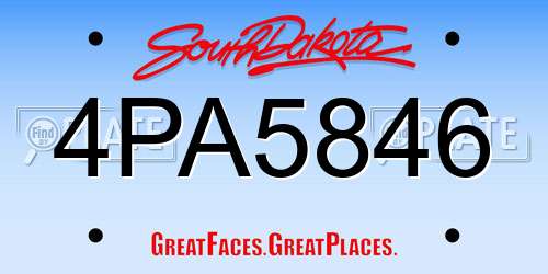 4PA5846 South Dakota License Plate