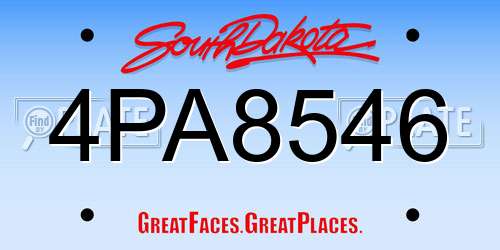 4PA8546 South Dakota License Plate