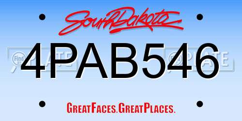 4PAB546 South Dakota License Plate